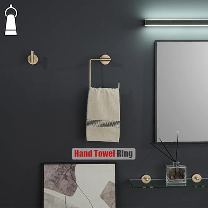 JQK Towel Ring Champagne Bronze, Stainless Steel Square Ring Towel Holder for Bathroom, 6 Inch Wall Mount, TR140-CB - color: Champagne Bronze