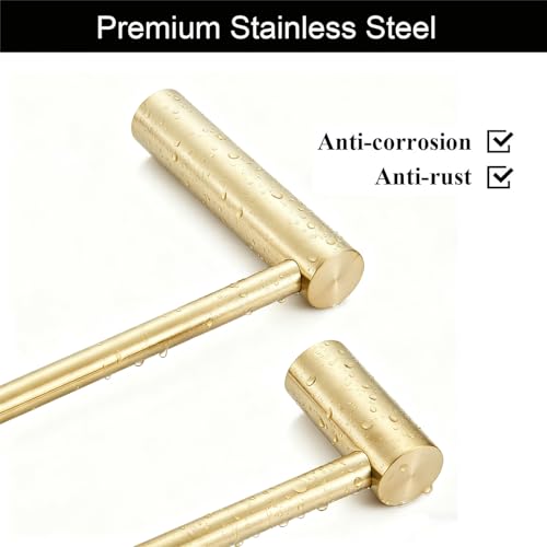Towel Racks for Bathroom, NEWRAIN 30 inch Double Bath Towel Bar Wall Mounted, Stainless Steel Kitchen Towel Holder, Brushed Gold Towel Rod Towel Rail Hange - color: Brushed Gold, style: Double Bar