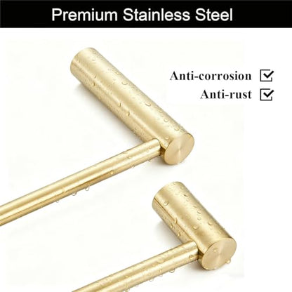 Towel Racks for Bathroom, NEWRAIN 30 inch Double Bath Towel Bar Wall Mounted, Stainless Steel Kitchen Towel Holder, Brushed Gold Towel Rod Towel Rail Hange - color: Brushed Gold, style: Double Bar