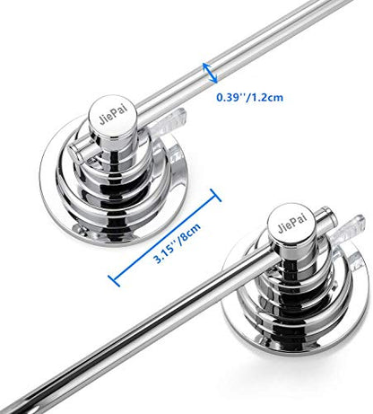 JiePai 16 inch Suction Cup Towel Bar,Shower Towel Racks for Bathroom,Chrome | Vacuum Suction,No Drill,Removable,Heavy Duty Wall Mount ,For Smooth Surfaces,for Bathroom & Kitchen - color: Suction Towel Bar-16 Inch Chrome