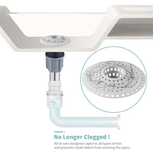 Aluvor Bathtub Drain Hair Catcher,Silicone Tub Hair Catcher Drain Protector | Collapsible Shower Hair Drain Catcher Strainer for 1.48'' to 1.76'' Flat Regular Drains, 3PCS/Grayish-White - color: A-grayish-white