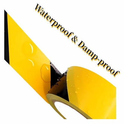 3 Inch x 200FT Black and Yellow Safety Tape, Hazard Tape, Warning Tape, Caution Tape Roll, Floor Marking Tape for Gymnasium, Walls, Floors, Pipes and Equipment in Construction Sites & Hazardous Areas - color: Yellow&Black