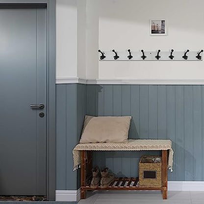 WEBI Rustic Coat Rack Wall Mount,35.43" Long Heavy Duty 8 Cast Iron Coat Hooks Wall Mounted Coat Hanger Hooks for Hanging Coats,Clothes,Jacket,Black on White,2 Packs - color: White, size: 35 Inch(2 Packs)