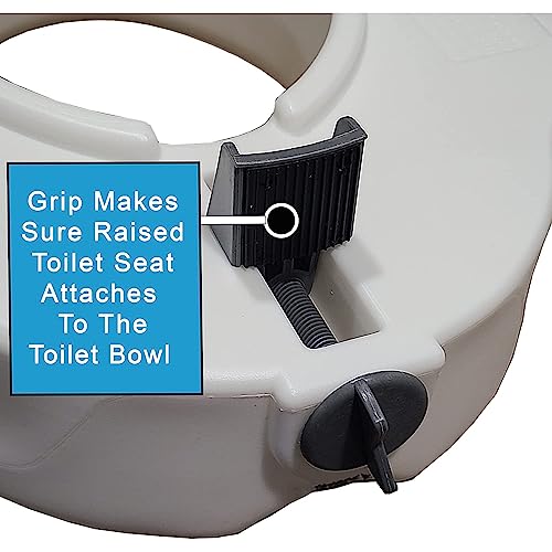 Carex E-Z Lock Raised Toilet Seat with Handles, 4.5 Inch Toilet Seat Riser with Arms, Toilet Riser Fits Most Toilets, Elongated or Round, Toilet Seat Lifter, White