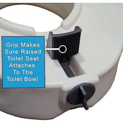 Carex E-Z Lock Raised Toilet Seat with Handles, 4.5 Inch Toilet Seat Riser with Arms, Toilet Riser Fits Most Toilets, Elongated or Round, Toilet Seat Lifter, White