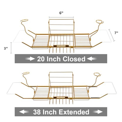 Bathtub Tray Caddy for Luxury Bath Expandable Bath Tub Tray (Copper) | Expandable Length,Extra Wide,2 Removeable Wine Glass Holder,Soap Accessaries Holder,Laptop Reading,Bath Tools Organize - color: Copper