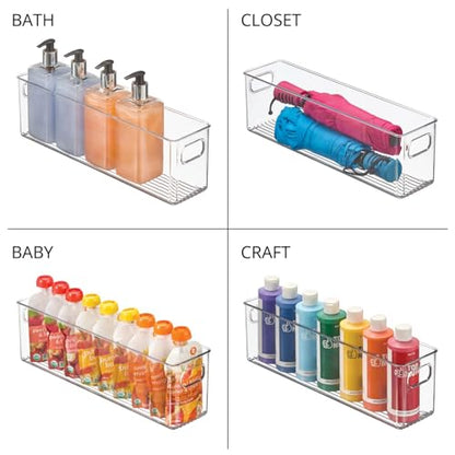 mDesign Plastic Kitchen Organizer - Storage Holder Bin with Handles for Pantry, Cupboard, Cabinet, Fridge/Freezer, Shelves, and Counter - Holds Canned Food, Snacks - 2 Pack - Clear