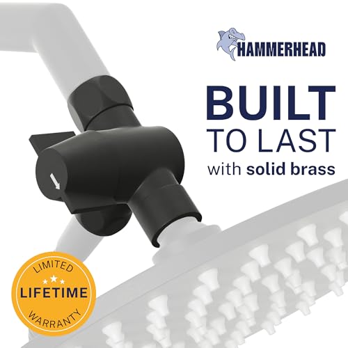 HammerHead Showers® SOLID METAL 3 Way Shower Diverter Valve - Shower Arm Diverter Connects Fixed and Hand Held to Shower Arm Shower Diverter for Dual Shower Head Shower Splitter 2 Way - Matte Black - color: Matte Black