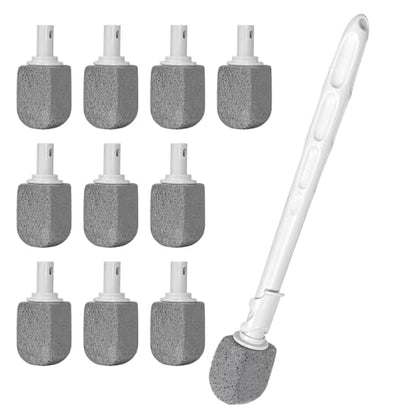 Upgrade Pumice Stone Toilet Bowl Cleaner with 11.8Inch Long Handle | Bathroom Cleaner Brush, Toilet Wand Refills, Remove Hard Water Stains, 1 Wand + Pumice Stones (10 PACK) - size: 10 PACK