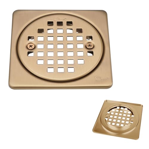 4 Inch Shower Floor Drain Cover, SUS 304 Stainless Steel Grate | 2-in-1 Shower Drain Cover Replacement, Fits Round & Square Drains For Bathroom Shower and Kitchen Floor, Champagne Bronze - color: Champagne Bronze, size: 4 Inch Cover Only