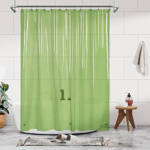 Barossa Design Clear Green Shower Curtain Liner Standard Size | Premium PEVA, PVC Free, Metal Grommets, Waterproof Lightweight Translucent Green Shower Curtain with 3 Magnets for Bathroom - color: Clear Green, size: 72"W x 72"L (Pack of 1)