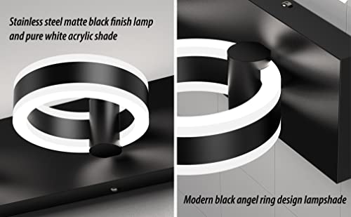 LED Bathroom Light Fixtures, 33inch Black Vanity Lights, Modern 4 Light Acrylic Wall Sconces, 350° Rotatable Wall Lighting Fixture Over Mirror - color: Black, size: 4 Lights