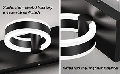 LED Bathroom Light Fixtures, 33inch Black Vanity Lights, Modern 4 Light Acrylic Wall Sconces, 350° Rotatable Wall Lighting Fixture Over Mirror - color: Black, size: 4 Lights