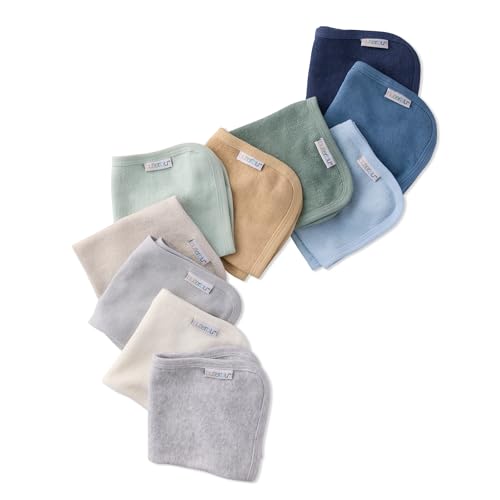 River 10-Pack Baby Terry Washcloths 100% Organic Cotton Absorbent for Baby and Toddler Boys & Girls, Seafoam Terra Rainbow, One Size | GOTS Certified Organic Cotton for Baby, Toddler Girls, Boys, Unisex, Machine Washable, Made to Match Colors, 10*10 Inch