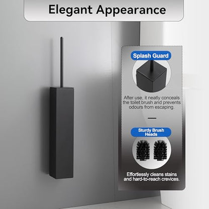 Matte BlackToilet Brush with Holder,Durable Cleaning Toilet Bowl Brushes with Holders - color: Matte Black