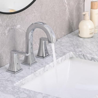 Bathroom Faucets for Sink, 2 Handle Widespread Bathroom Sink Faucet, 3 Hole Modern Stainless Steel Faucet with Pop-up Drain and Water Supply Lines, Chrome - color: Chrome