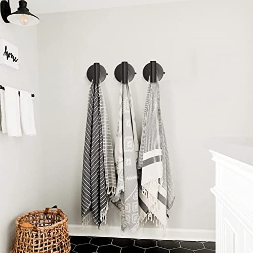 DGYB Large Suction Cup Hooks for Shower Set of 4 - Black Towel Hooks for Bathrooms - Stainless Steel Removable Wall Hooks - 15 Lb Heavy Duty Hanging - color: 4 Pack-Matte Black
