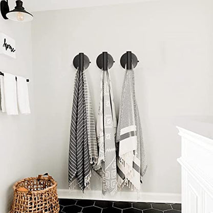 DGYB Large Suction Cup Hooks for Shower Set of 4 - Black Towel Hooks for Bathrooms - Stainless Steel Removable Wall Hooks - 15 Lb Heavy Duty Hanging - color: 4 Pack-Matte Black
