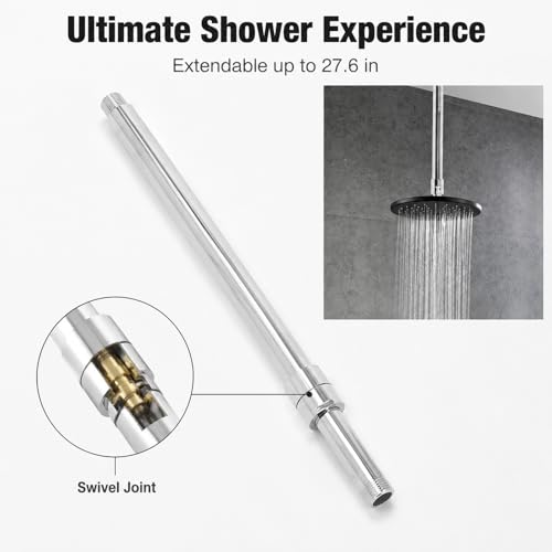 27.6in Stainless Steel Adjustable Ceiling Mount Shower Head Extension Arm - Leakproof, Durable Adjustable Length for Versatile Shower Setups and Easy Installation