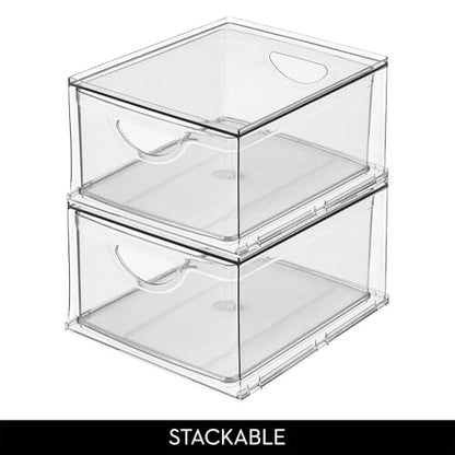 iDesign Stackable Storage Drawer, Set of 4, Clear | For Fridge, Pantry, or Under Sinks, Made in USA - style: Pack of 4