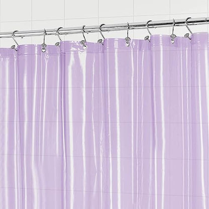 Barossa Design Clear Lavender Stall Shower Curtain Liner, 36" W x 72" H | Waterproof PEVA, PVC Free, Metal Grommets, Lightweight Plastic Shower Liner 36 x 72 Inches for Narrow Small Bathroom Stall - color: Clear Lavender, size: 36"W x 72"L (Pack of 1)