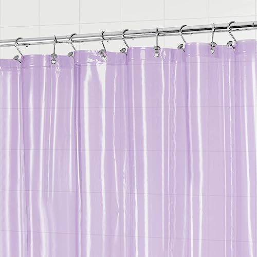 Barossa Design Clear Lavender Shower Curtain Liner Standard Size | Premium PEVA, PVC Free, Metal Grommets, Waterproof Lightweight Translucent Lavender Curtain with 3 Magnets for Bathroom - color: Clear Lavender, size: 72"W x 72"L (Pack of 1)