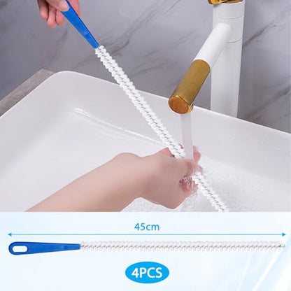 4 Pieces Drain Cleaning Brush, Sink Pipe Cleaners, Drain Brush Pipe Cleaning, Flexibly Bendable, Suitable for Toilets, Kitchen Sinks, Bathroom Bathtubs, Showers and Sewer Drains (17.71 Inches)