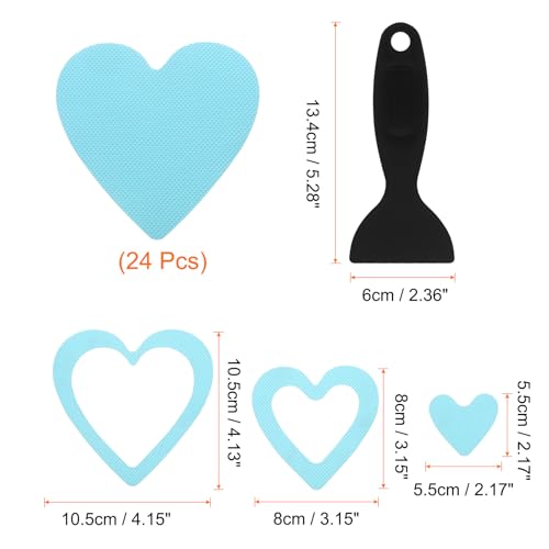 HARFINGTON 24pcs Non Slip Bathtub Stickers Bath Shower Floor 4" Anti-Slip Adhesive Sticker Tape Heart Style Decals with Scraper for Bathroom Kitchen Bathtub Treads Stairs, Blue - color: Blue