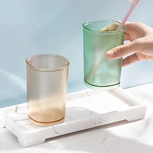 Unbreakable Cup, Bathroom Tumbler, Plastic Toothbrush Holder, Tumbler Cup, Bathroom Cups,Makeup Brush Holder,Set of 2 Reusable Drinking Glasses. - color: Clear Green and Clear Yellow