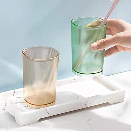 Unbreakable Cup, Bathroom Tumbler, Plastic Toothbrush Holder, Tumbler Cup, Bathroom Cups,Makeup Brush Holder,Set of 2 Reusable Drinking Glasses. - color: Clear Green and Clear Yellow