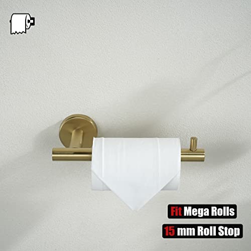 JQK Gold Toilet Paper Holder, 5 Inch Tissue Paper Dispenser, 304 Stainless Steel Thick 0.8mm Wall Mount, Brushed Brass 2 Pack, TPH100-BG-P2 - color: Gold, size: Bar(2 Pack)