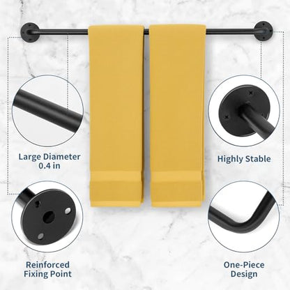 2 Packs Towel Bar 24-Inch Black Stainless Steel, Wall Mounted Bathroom Towel Rack with Mounting Screws, Rustproof - size: 24 inch