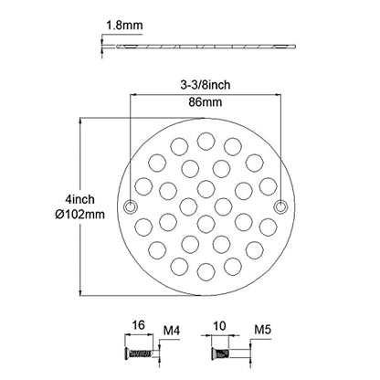 Round 4 Inch Screw-in Floor Drain Cover Replacement Shower Drainer Grate with Screws (Brushed Nickel) - color: Brushed Nickel