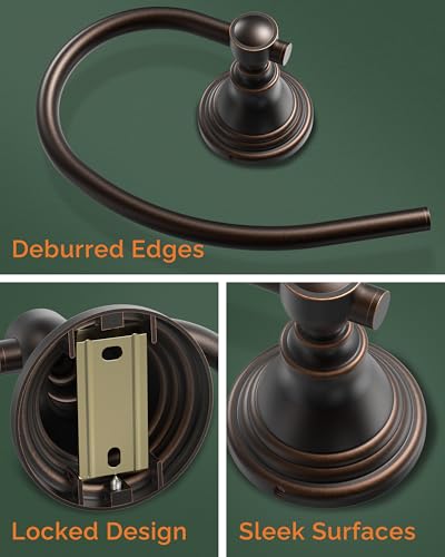 Towel Ring Wall Mount for Bathroom, Oil Rubbed Bronze Towel Holder | 304 Stainless Steel Heavy Duty Hand Towel Holder Waterproof & Rustproof Towel Hanger Raised Base - color: Oil Rubbed Bronze
