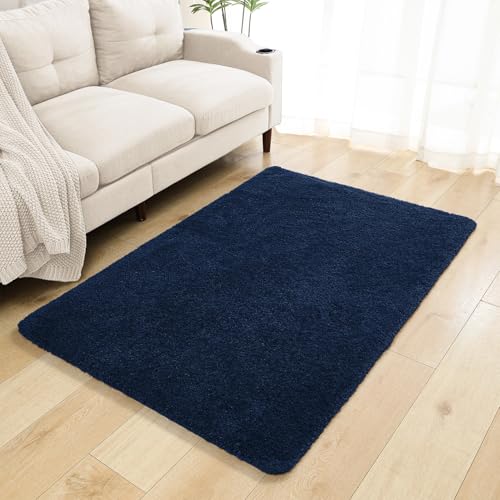 Navy Blue Bathroom Rugs 40"x60" – Oversized Plush Non-Slip Microfiber Bath Mat, Absorbent & Washable – Ideal for Large Bathrooms or Living Rooms - color: Navy Blue, size: 3'4" x 5' (Rectangular)
