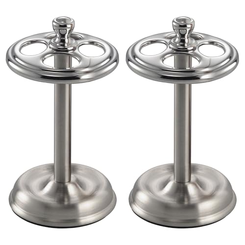 iDesign Toothbrush Holder, 4-Section, 2-Pack, Chrome/Brushed | For Bathroom, Countertop Stand - color: Split Finish, style: Pack of 2