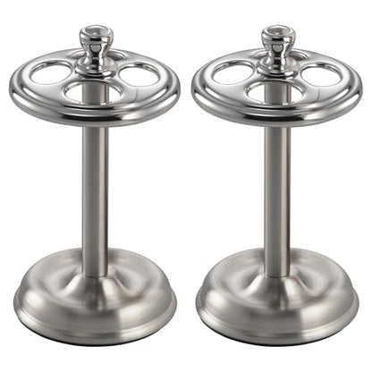 iDesign Toothbrush Holder, 4-Section, 2-Pack, Chrome/Brushed | For Bathroom, Countertop Stand - color: Split Finish, style: Pack of 2