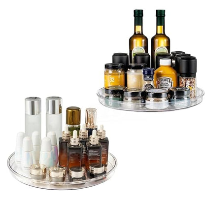 vacane 2-Pack 13Inch Lazy Susan Cabinet Organizer, Plastic Rotating Organizer Spice Rack Condiment Organizer for Pantry, Countertop, Cupboard, Refrigerator-Clear - size: 13 Inch | 1 Tier