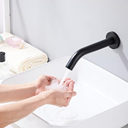 Lead-Free NSF&CEC Certified Wall-Mounted Automatic Faucet for Bathroom Touchless Built-in Sensor grifo automático del for Bathroom Hotel Robinet Matte Black - color: Matte Black