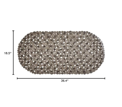 Bath Bliss Non-Slip Pebble Bathtub Mat 18x36 Oval Smoke Color | Suction Cup Shower Mat with Drain Holes | Machine Washable Anti-Slip Tub Mat - color: Smoke