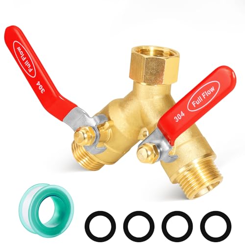 2 Way Hose Splitter Heavy Duty Brass Y Valve Garden Faucet 1 Pack | Full Flow High Pressure Diverter, 3/4 GHT Thread, Rust Resistant for Lawn Irrigation, Car Wash & Outdoor Garden Use - color: 2-Way Full Flow 1PCS