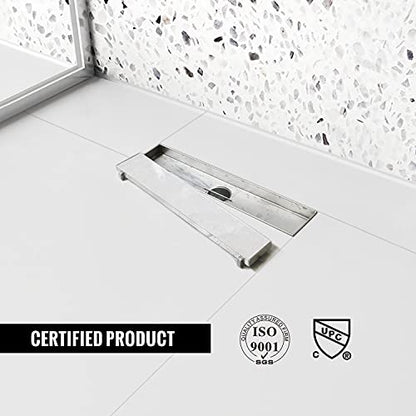 12"Linear Shower Drain Brushed Silver Drain with Tile Insert Grate | AISI 304 Stainless Steel Fast Drainage Rectangle Hidden Shower Trench,Detachable Hair Catcher Easy to install,Leveling Feet - color: Stainless Steel, size: 12 Inch (No Base)