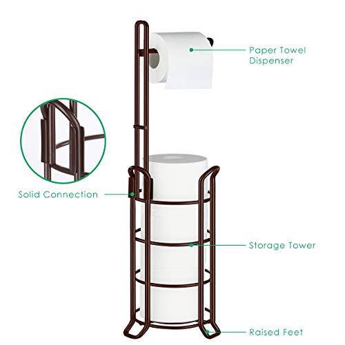TomCare Toilet Paper Holder Stand Free Standing, Holds 4 Mega Rolls, Bronze | Tool-Free Assembly, Detachable Metal Wire Frame, Powder-Coated Finish, Easy Storage and Flexible Bathroom Placement - color: Bronze, size: Standard