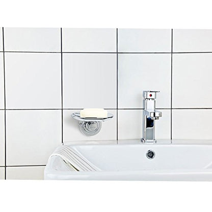 BOPai Elegant Suction Cup Soap Dish, Chrome | Repositionable & Powerful Vacuum Suction