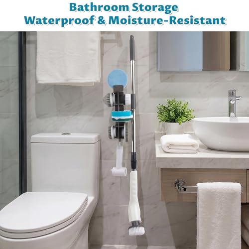 Wall Mount Organizer Rack for Electric Spin Scrubber | Hanging Rack Handle Dia. under 1 inch,Storage Holder, Cleaning Brush Caddy for Bathroom Kitchen