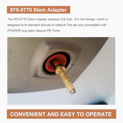 970-0770 Stem Adapter with Screw Fit for 970-0770 Plumbing Equipment, Pfister Securepfit Trims, Shower Handle Stem Extension Tub and Faucet Accessories Valve Extender Trim Repair - 2 Pack