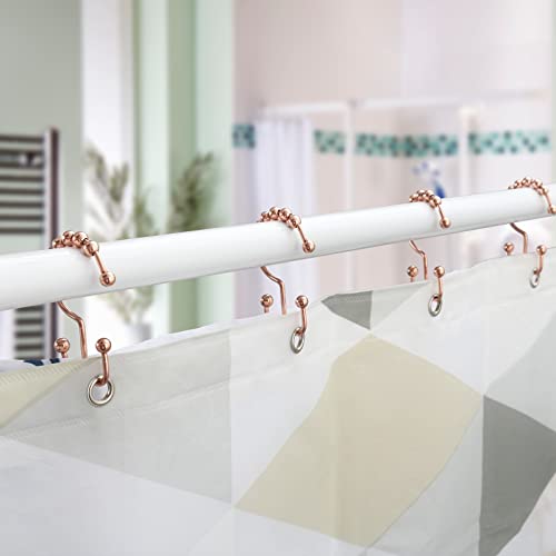 Shower Curtain Hooks, Goowin Shower Curtain Rings, Stainless Steel Shower Curtain Hooks Rust Proof Free Sliding Double Shower Hooks for Curtain, Shower Curtains & Liners (Rose Gold) - color: Rose Gold