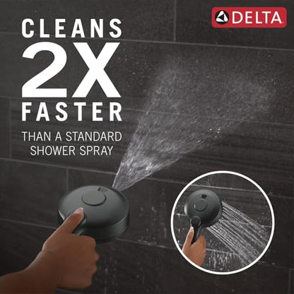 Delta 5-Setting HydroRain 2-in-1 Dual Shower Head with ProClean Spray, Matte Black High Pressure Shower Head with Handheld Spray, 1.75 GPM Flow Rate, Matte Black 75419BL - color: Matte Black