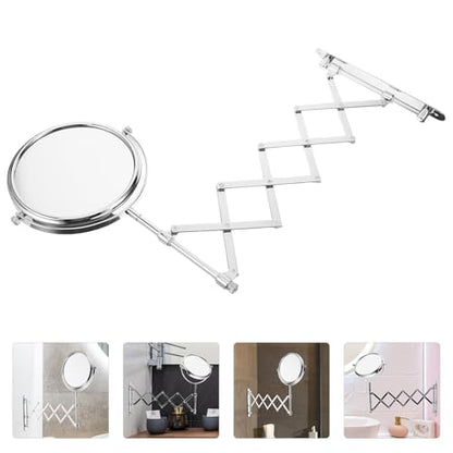 BESPORTBLE Wall Mount Makeup Mirror, 6-Inch Two-Sided Extension Mirror with 3X Magnification - Chrome Bathroom 360° Swivel