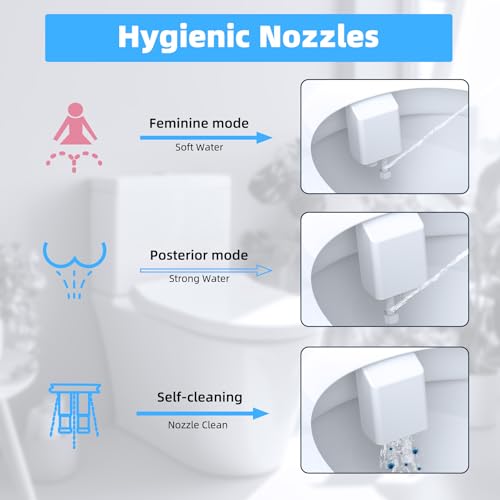 Hibbent Bidet Attachment for Toilet, Hot and Cold Water Spray Non-Electric Dual Nozzle for Frontal & Rear Wash, Adjustable Water Pressure Control, Self Cleaning Water Sprayer, Black/Chrome - color: Black
